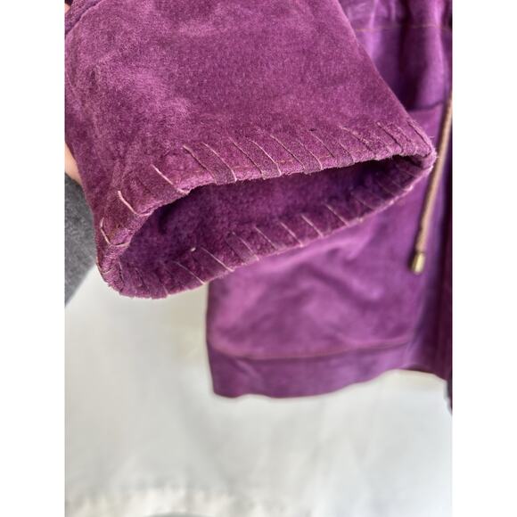 Authentic Winlit 1969 women’s M Purple Suede Jacket W/Hood Zipper Drawstring - Picture 6 of 16